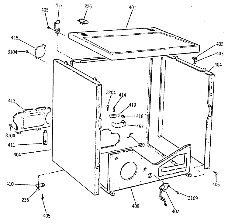 Section Diagram and Parts List for DRB4900SBMWW  General Electric Dryer