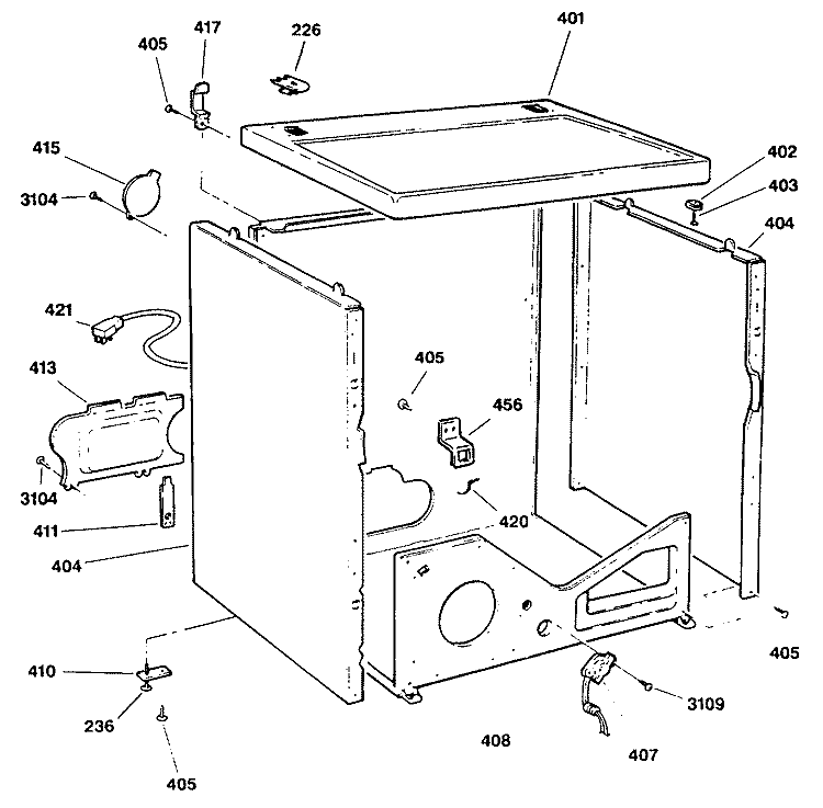 Section Diagram and Parts List for DRL4980SAMWW  General Electric Dryer