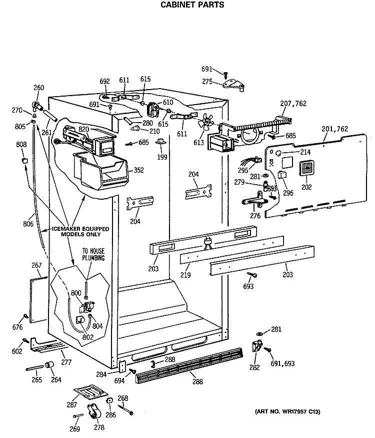 CABINET PARTS Diagram and Parts List for MTX21GASRRWW  General Electric Refrigerator