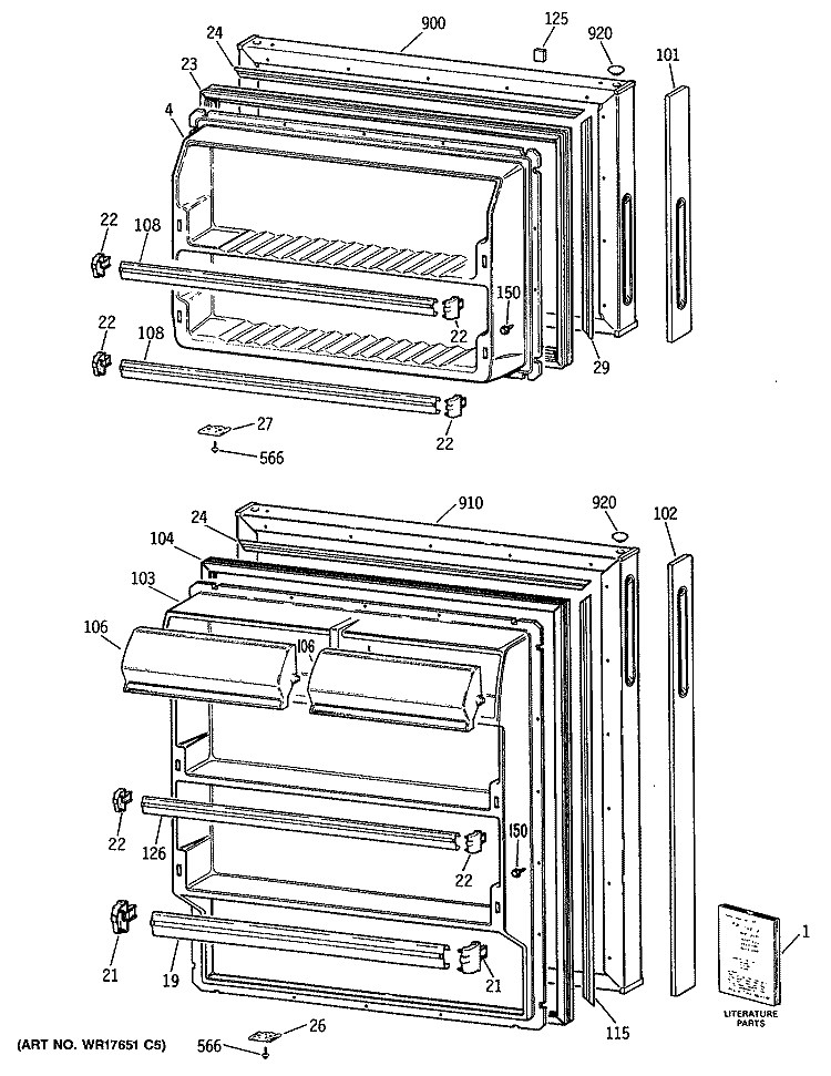 Section Diagram and Parts List for MTX16CYSJRWH  General Electric Refrigerator