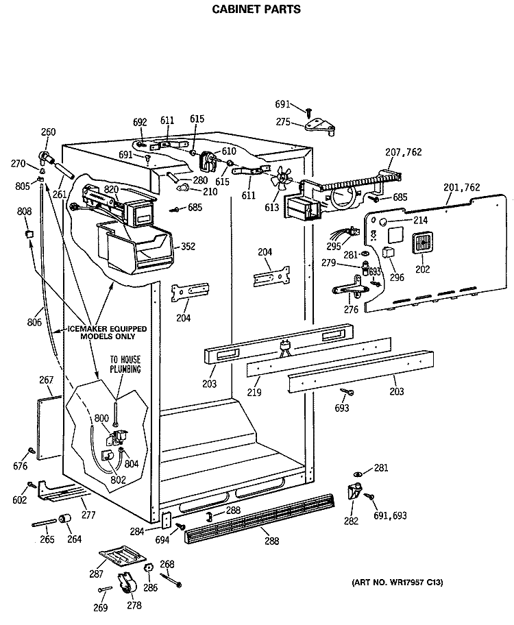 CABINET PARTS Diagram and Parts List for MTX24GISHRWH  General Electric Refrigerator
