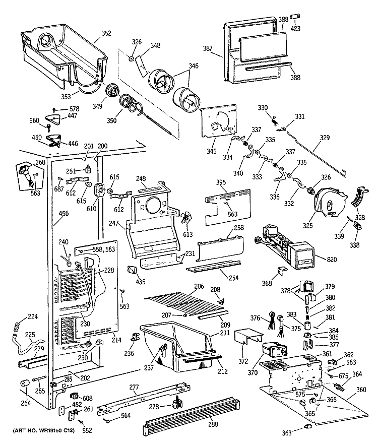 FREEZER SECTION Diagram and Parts List for MSG22GRSMWH  General Electric Refrigerator