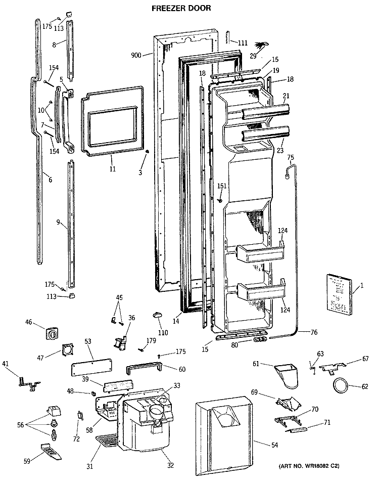 FREEZER DOOR Diagram and Parts List for MSK27DHSMAD  General Electric Refrigerator