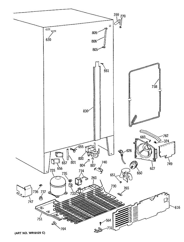 Section Diagram and Parts List for MSK27DHSMAD  General Electric Refrigerator