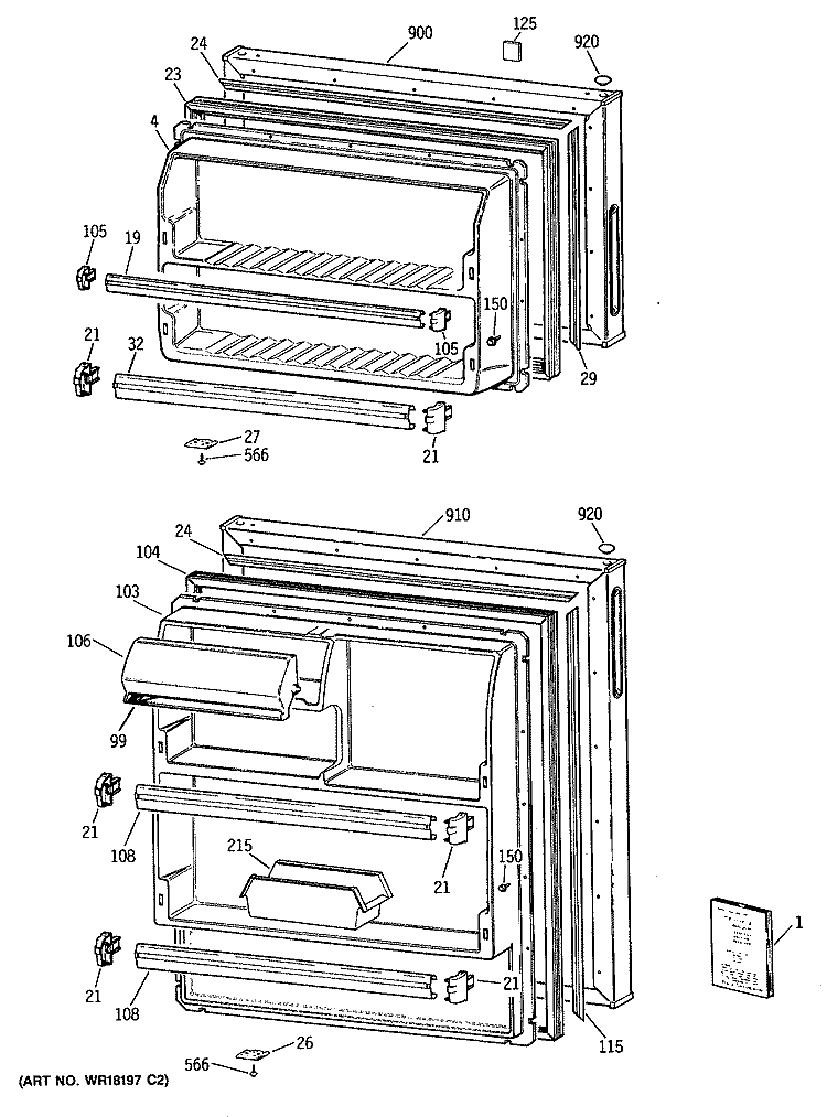 Section Diagram and Parts List for MTX16EYTBRWH  General Electric Refrigerator