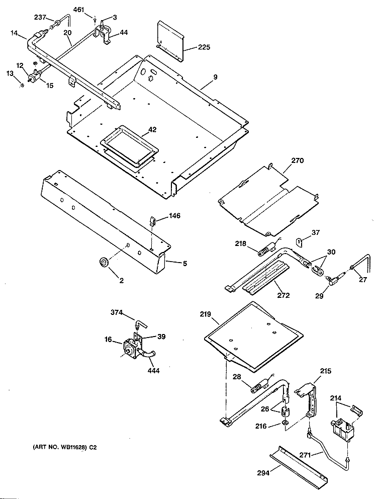 Section Diagram and Parts List for LGB600GET2BC  General Electric Range