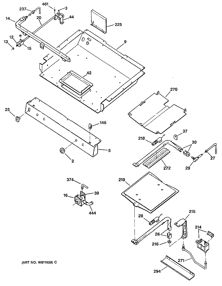 Section Diagram and Parts List for LGB356WEV1WW  General Electric Range