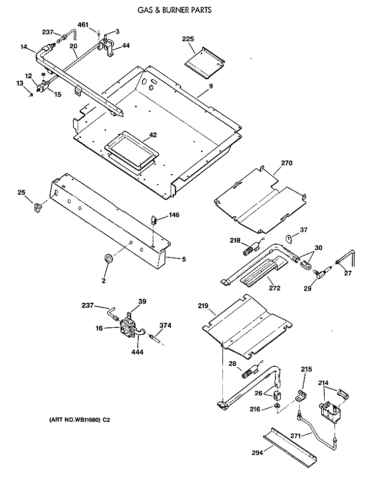 GAS & BURNER PARTS Diagram and Parts List for LGB356GET2AD  General Electric Range