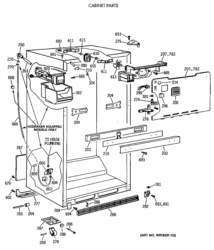 CABINET PARTS Diagram and Parts List for MTX21GIXBRWW  General Electric Refrigerator