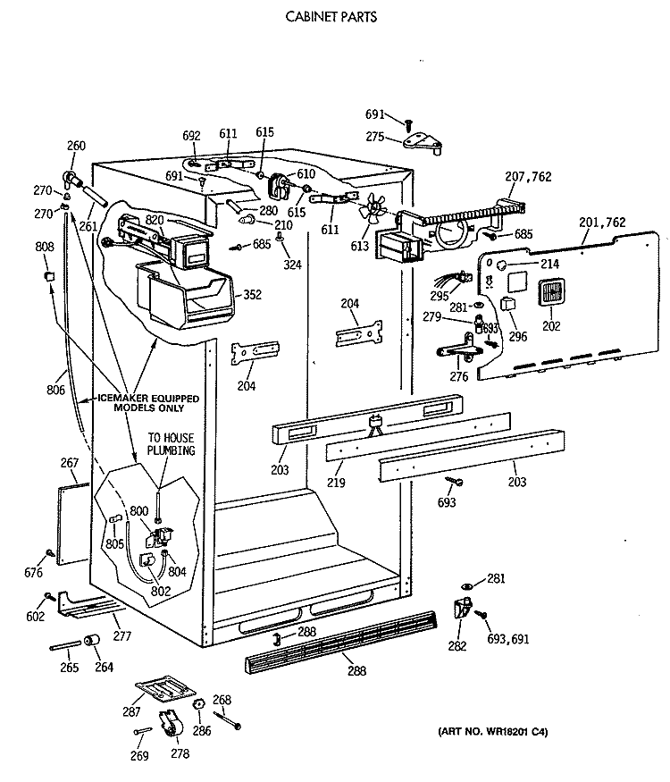 CABINET PARTS Diagram and Parts List for MTX24GIXBRAA  General Electric Refrigerator