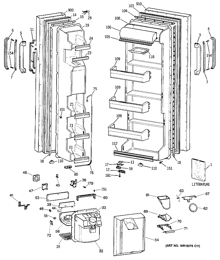 Section Diagram and Parts List for MSX22KWXAAD  General Electric Refrigerator