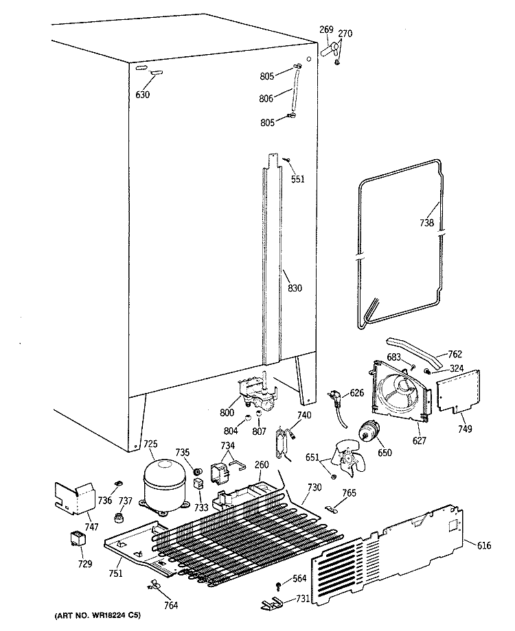 Section Diagram and Parts List for MSX27DRXAAA  General Electric Refrigerator