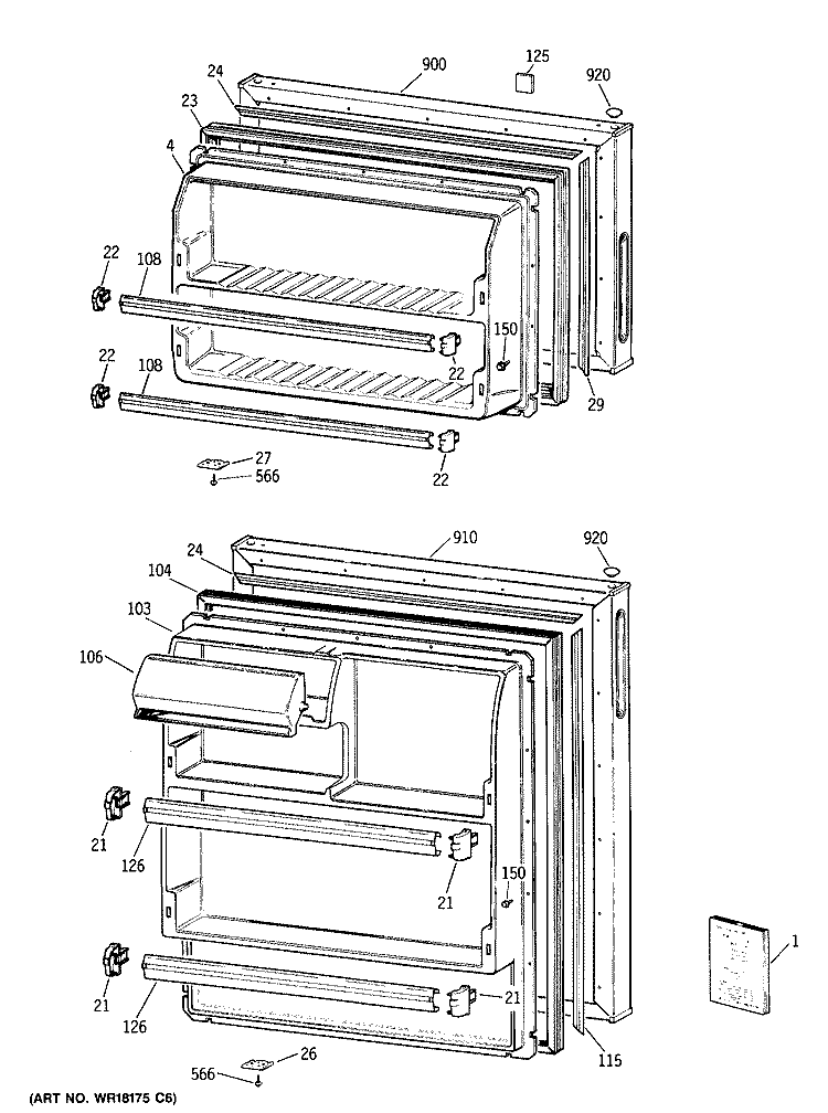 Section Diagram and Parts List for MTX14CYXKRAD  General Electric Refrigerator