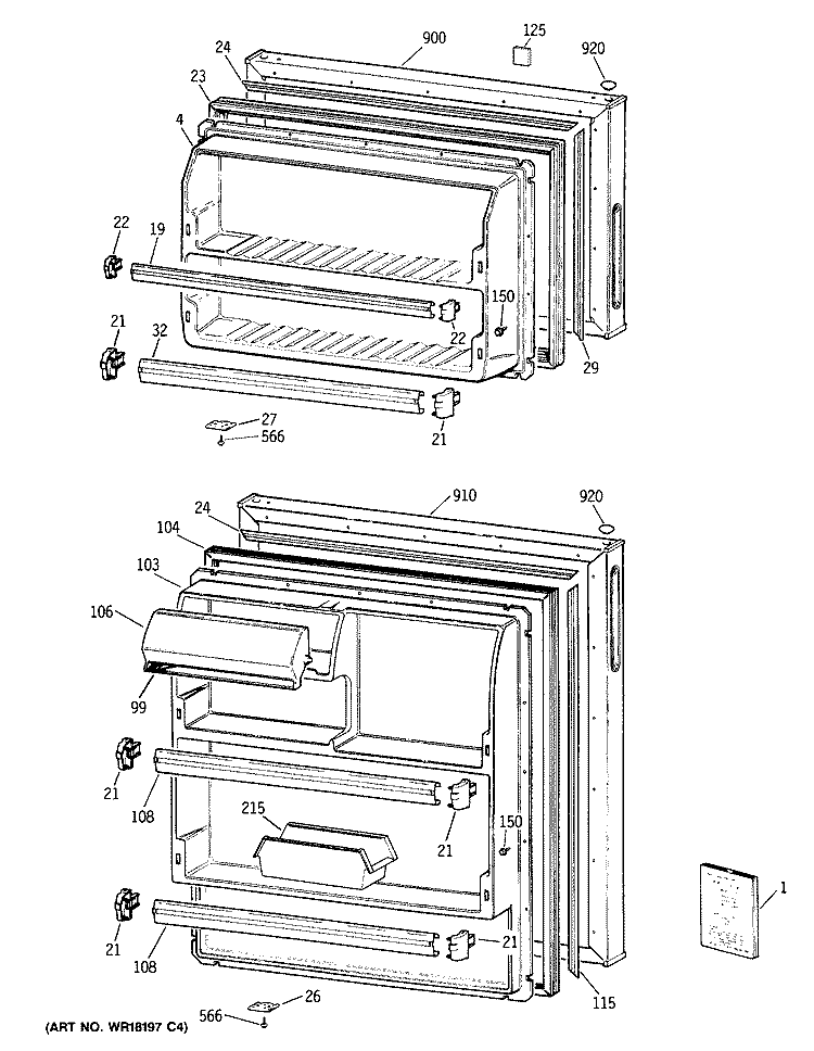 Section Diagram and Parts List for MTX14EYXKRWH  General Electric Refrigerator