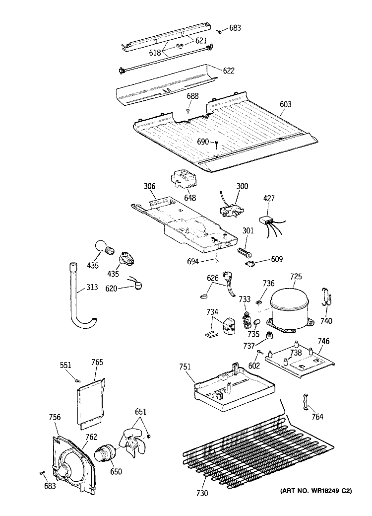 Section Diagram and Parts List for MTX14EYXKRWH  General Electric Refrigerator