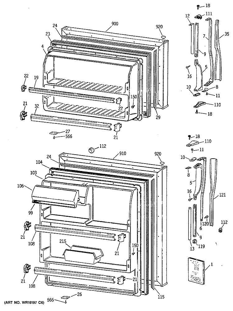 Section Diagram and Parts List for MTE14EATJRWH  General Electric Refrigerator