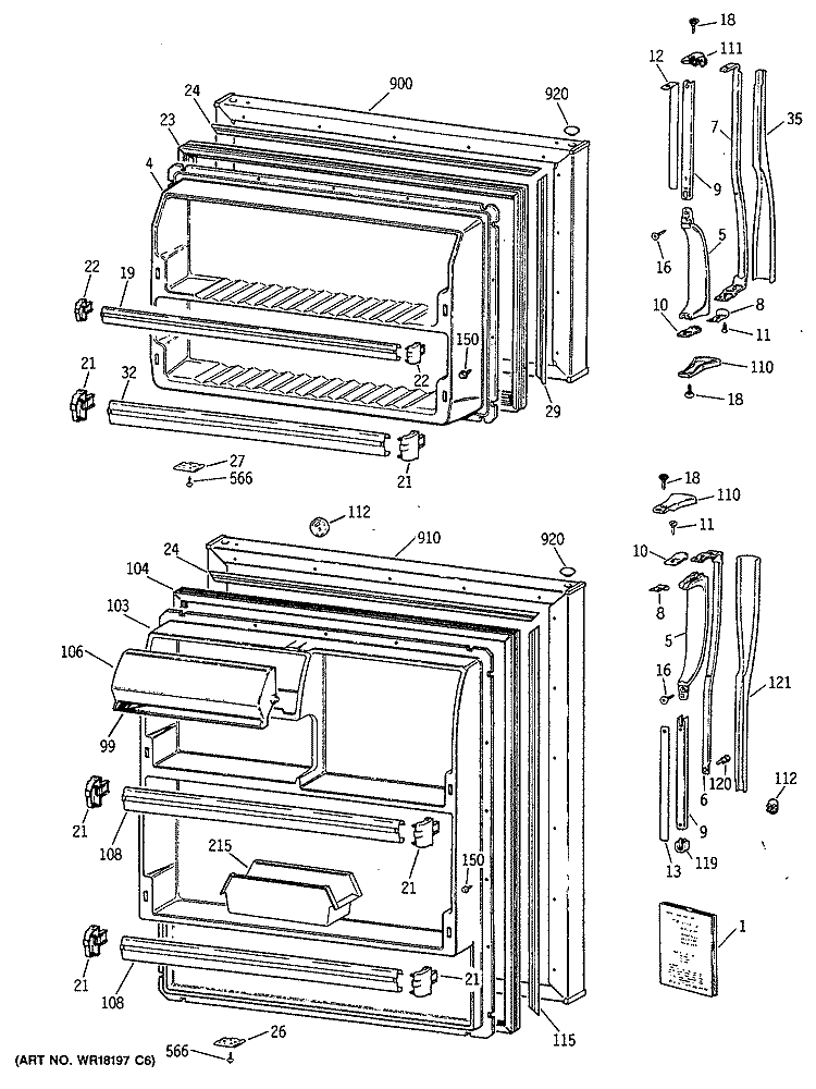 Section Diagram and Parts List for MTE16EATJRWH  General Electric Refrigerator