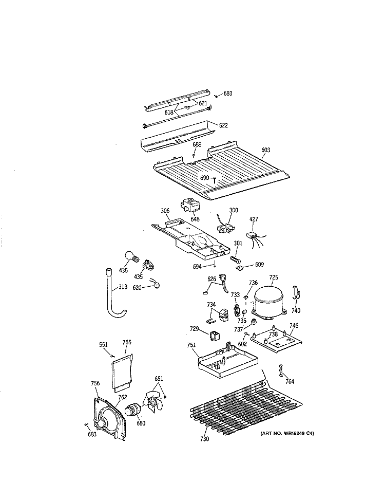 Section Diagram and Parts List for MTE16EATJRWH  General Electric Refrigerator