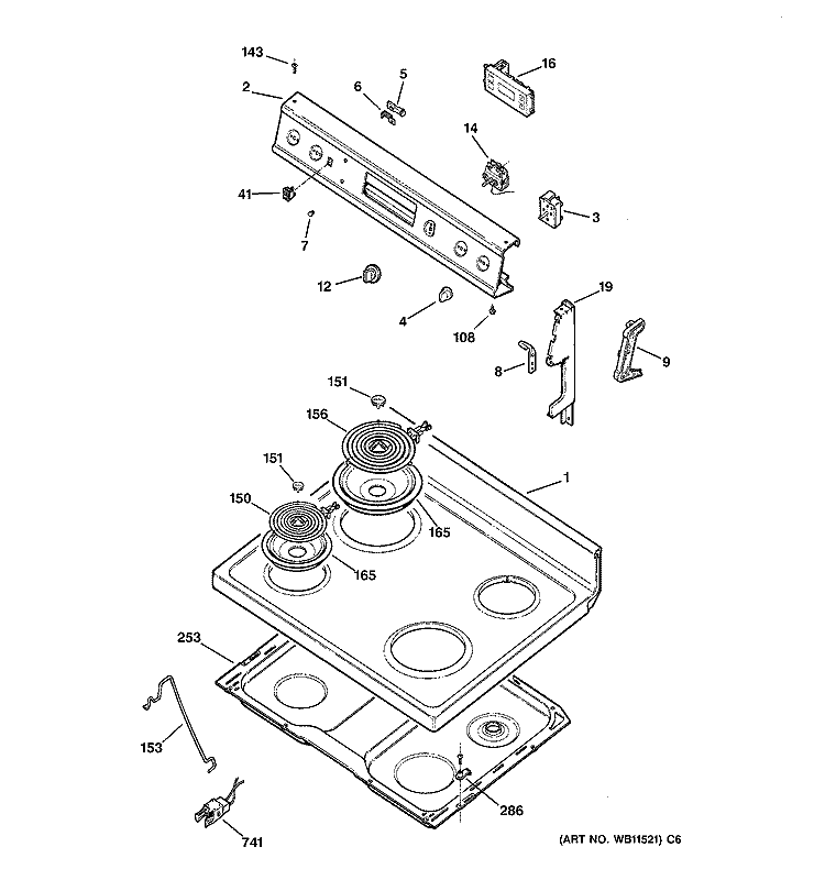 COOKTOP Diagram and Parts List for JBS27GV4  General Electric Range