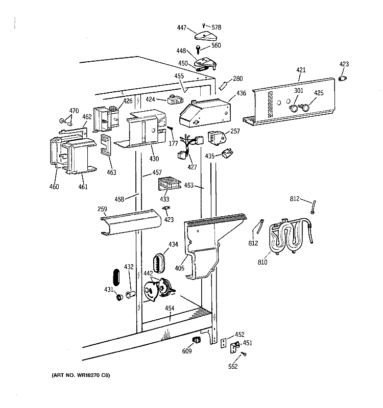 FRESH FOOD SECTION Diagram and Parts List for TFG22PRXCWW  General Electric Refrigerator