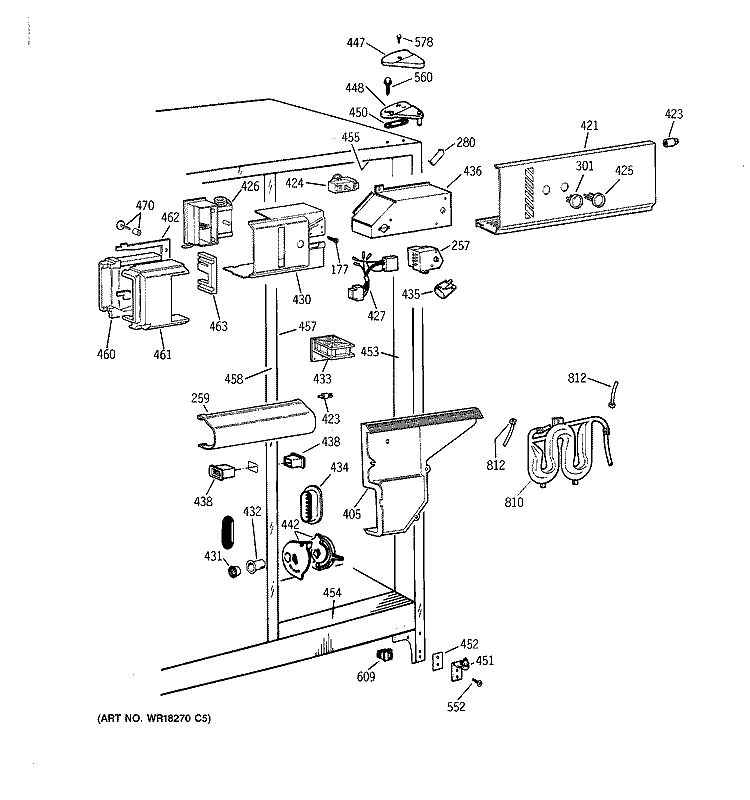 FRESH FOOD SECTION Diagram and Parts List for TFG24PRXCBB  General Electric Refrigerator