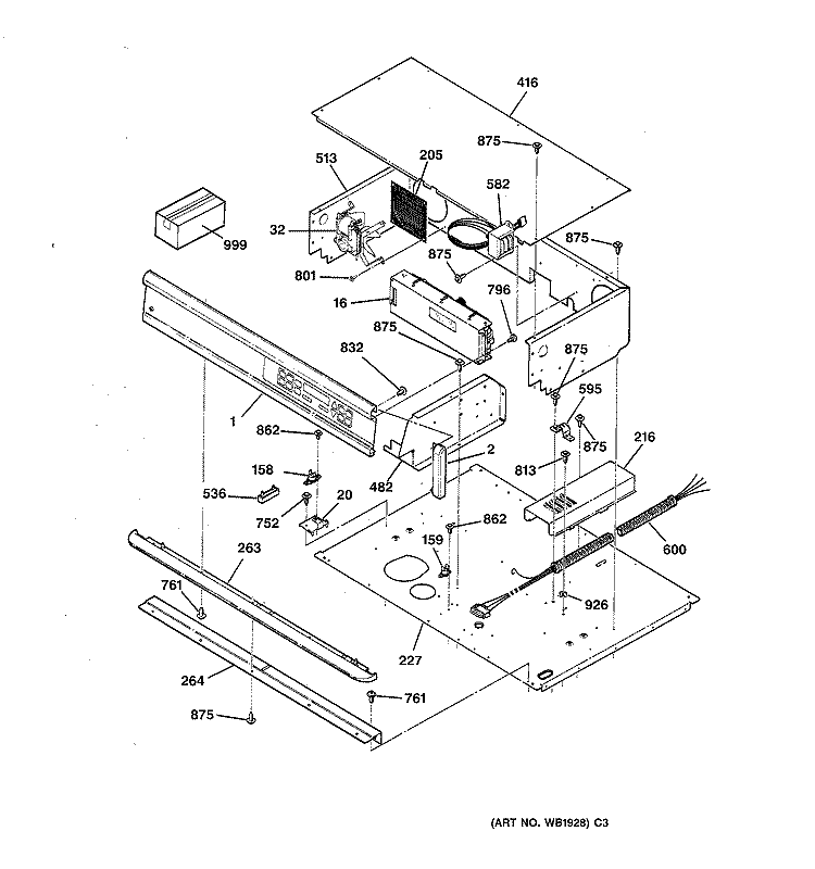 CONTROL PANEL Diagram and Parts List for JTP18AT2AA  General Electric Wall Oven