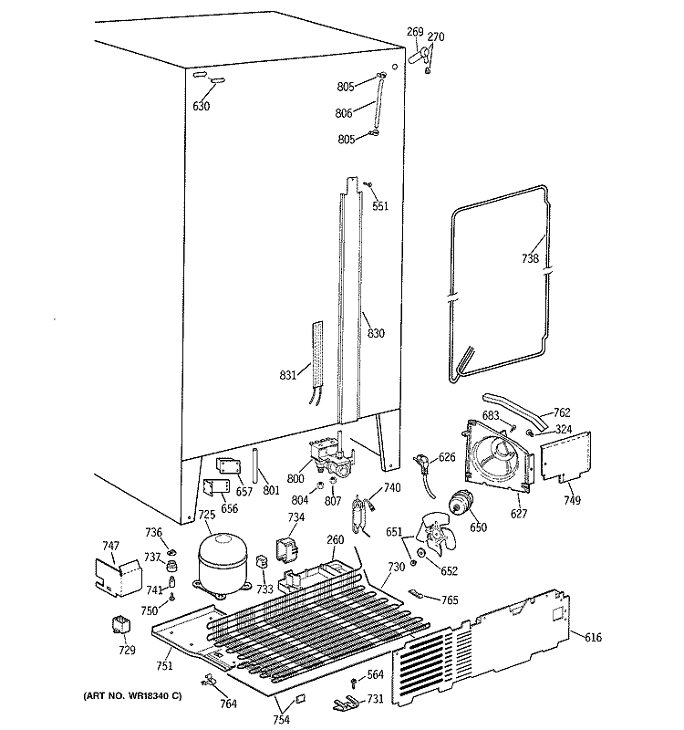UNIT PARTS Diagram and Parts List for TFK22PRXCAA  General Electric Refrigerator