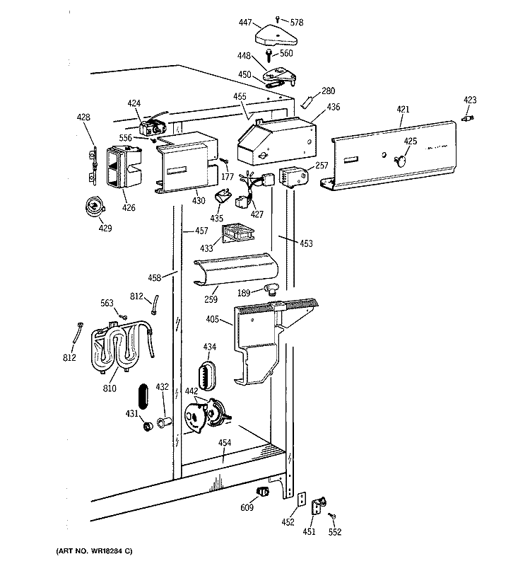 FRESH FOOD SECTION Diagram and Parts List for TFT22PRXCAA  General Electric Refrigerator