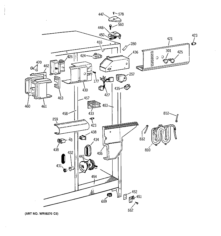 FRESH FOOD SECTION Diagram and Parts List for TFG25PEYAWH  General Electric Refrigerator