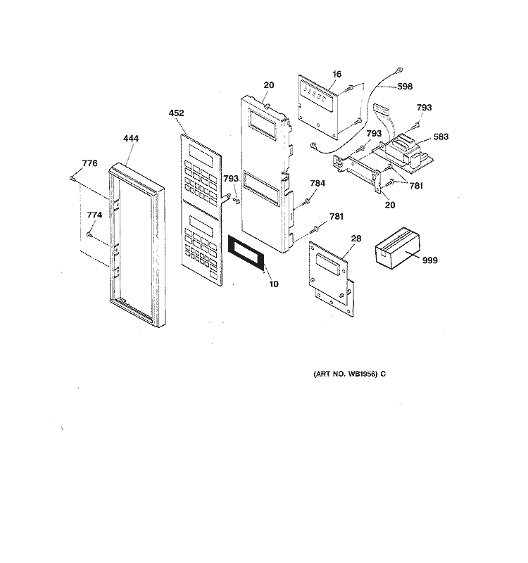 MICROWAVE CONTROL PANEL Diagram and Parts List for JKP77WP3WG  General Electric Microwave Oven Combo
