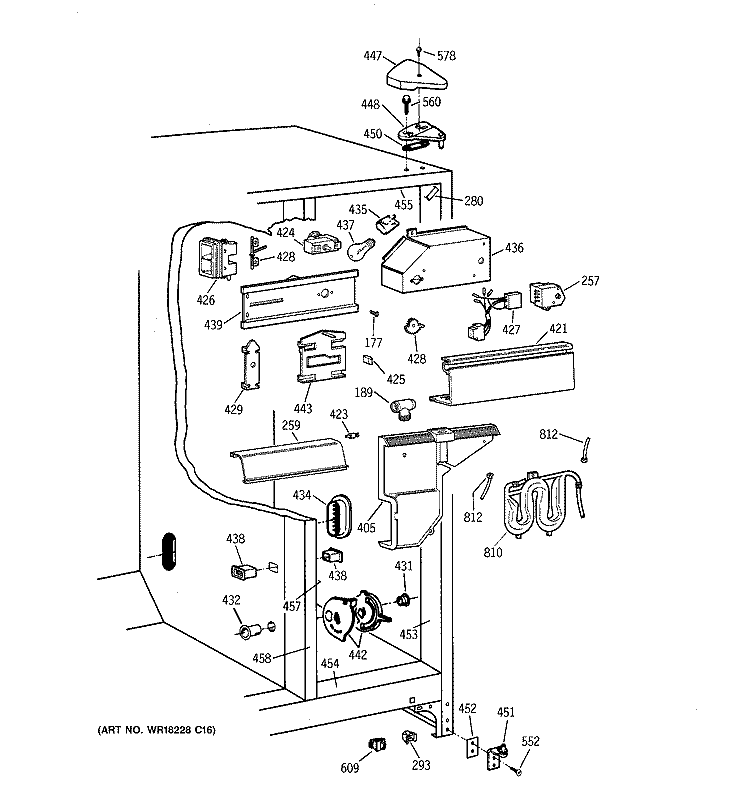 FRESH FOOD SECTION Diagram and Parts List for TFX27PRXDBB  General Electric Refrigerator