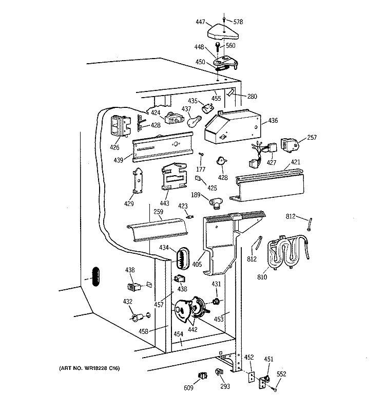 FRESH FOOD SECTION Diagram and Parts List for TFX25PRYDBB  General Electric Refrigerator