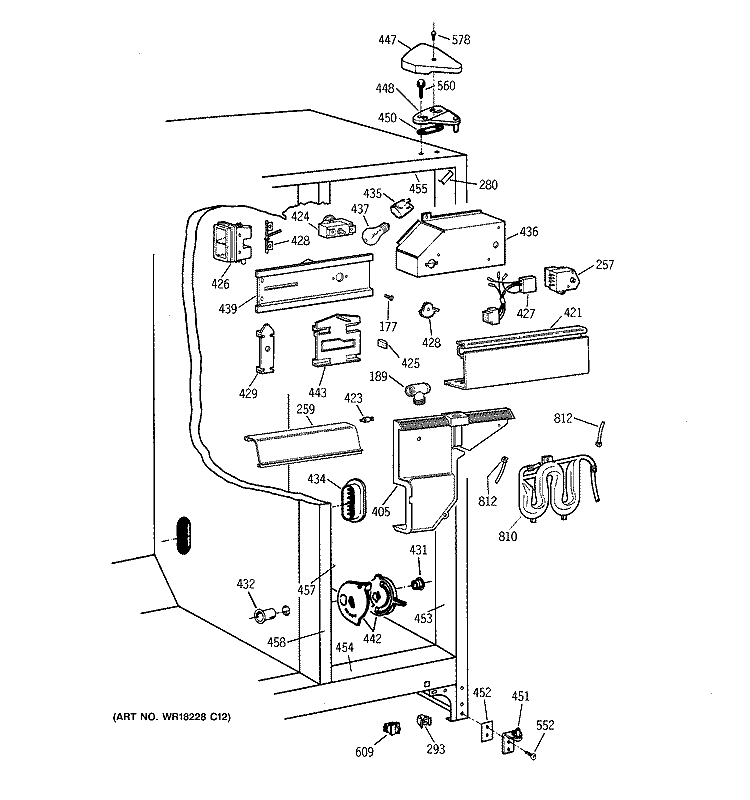FRESH FOOD SECTION Diagram and Parts List for TFH22PRYAAA  General Electric Refrigerator