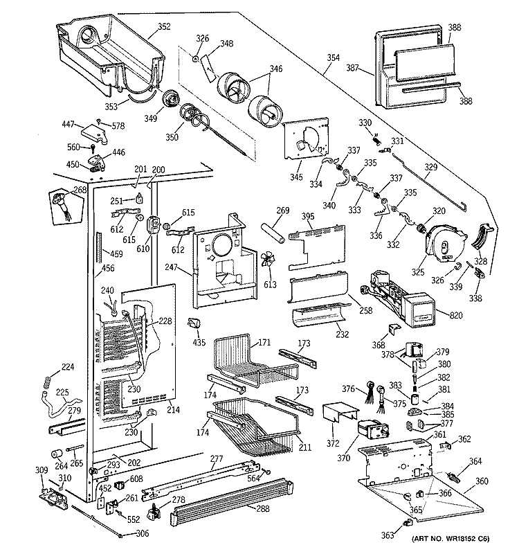 FREEZER SECTION Diagram and Parts List for TPG21JRYAWW  General Electric Refrigerator