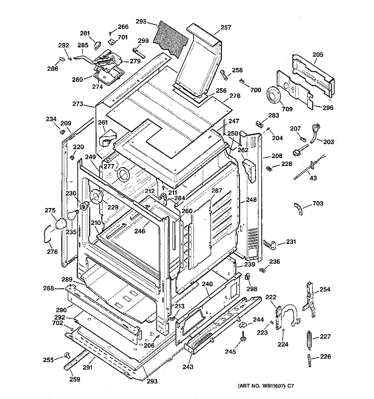 BODY PARTS Diagram and Parts List for JGBP26BEW1AD  General Electric Range