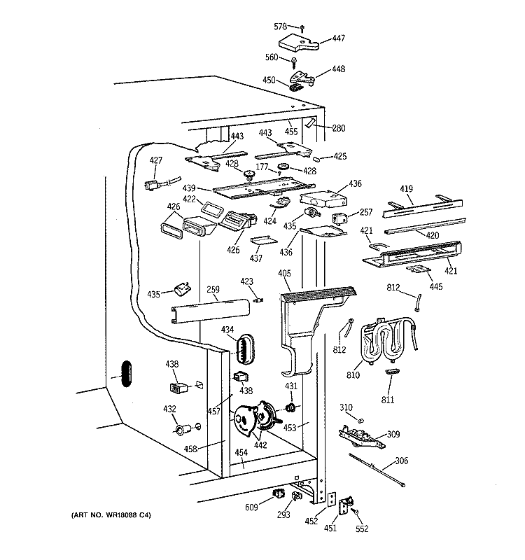 FRESH FOOD SECTION Diagram and Parts List for TPG21BRXDBB  General Electric Refrigerator