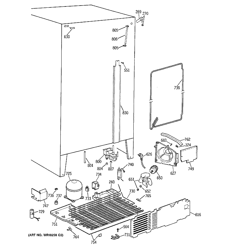 UNIT PARTS Diagram and Parts List for TPG21JRYDWW  General Electric Refrigerator