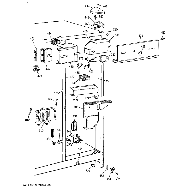 FRESH FOOD SECTION Diagram and Parts List for TFT22PRXDAA  General Electric Refrigerator
