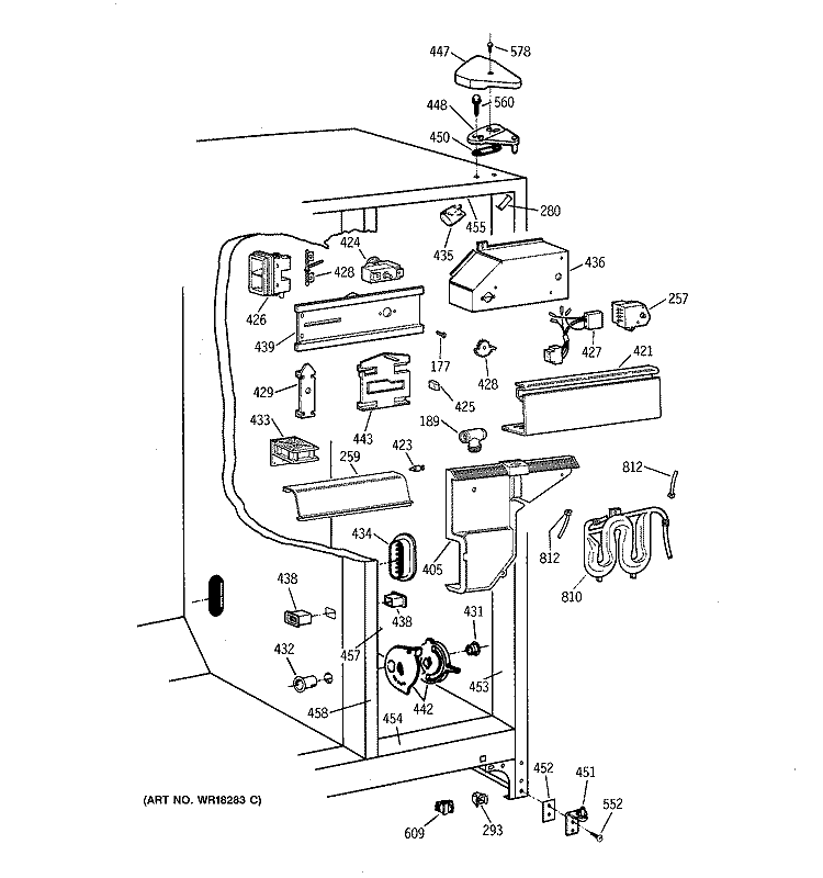 FRESH FOOD SECTION Diagram and Parts List for TFT27PRXDAA  General Electric Refrigerator
