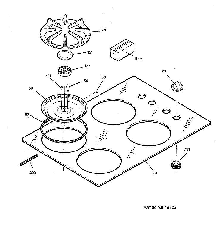 COOKTOP Diagram and Parts List for JGP336WEV3WW  General Electric Cooktop