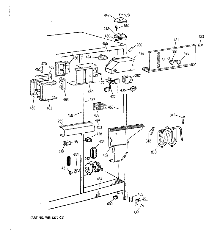 FRESH FOOD SECTION Diagram and Parts List for TFK27PFXEBB  General Electric Refrigerator