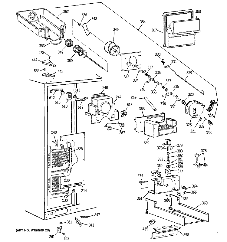 FREEZER SECTION Diagram and Parts List for TFX30PRYEBB  General Electric Refrigerator