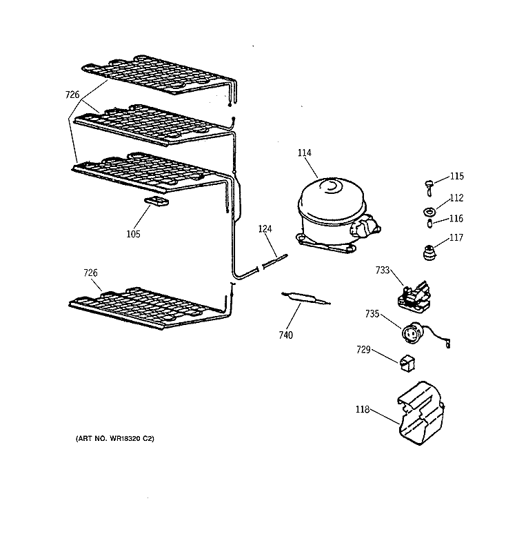 UNIT PARTS Diagram and Parts List for FP15SXBRWH  General Electric Freezer