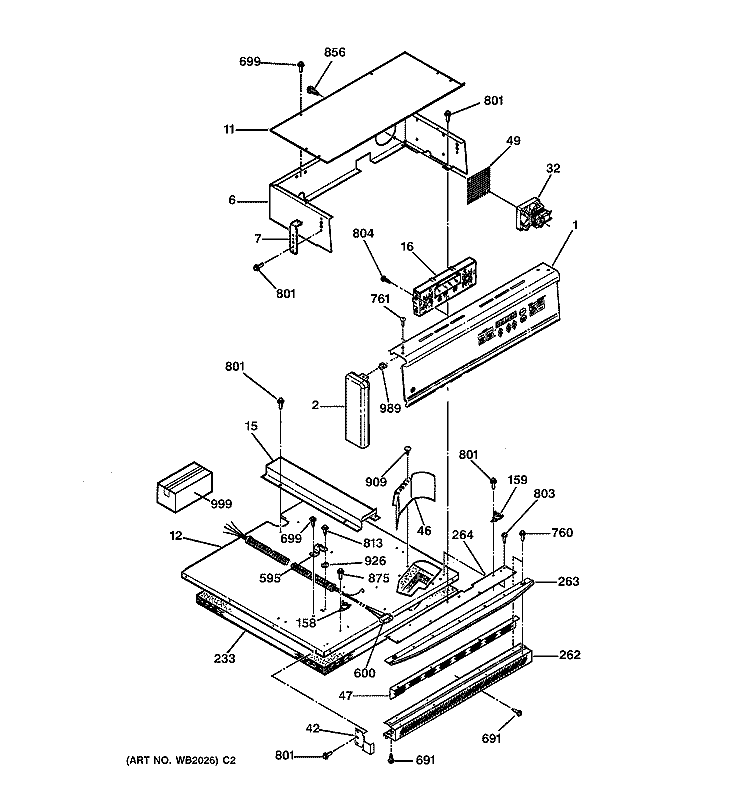 CONTROL PANEL Diagram and Parts List for JRP15WW1WW  General Electric Wall Oven