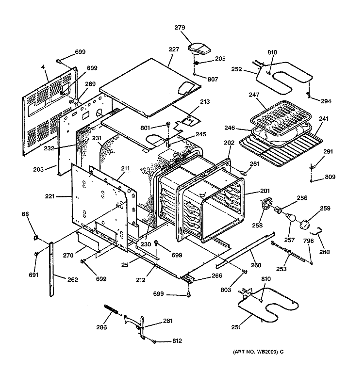 BODY PARTS Diagram and Parts List for JRP15WW1WW  General Electric Wall Oven