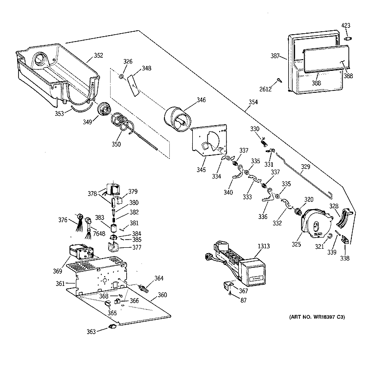 ICE BUCKET ASSEMBLY Diagram and Parts List for ZISB42DYB  General Electric Refrigerator
