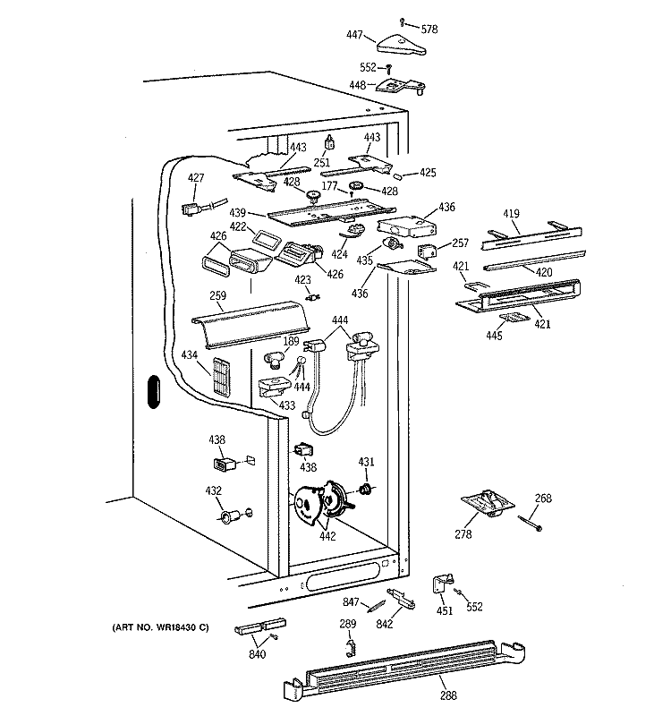 FRESH FOOD SECTION Diagram and Parts List for TPJ24BIZAWW  General Electric Refrigerator