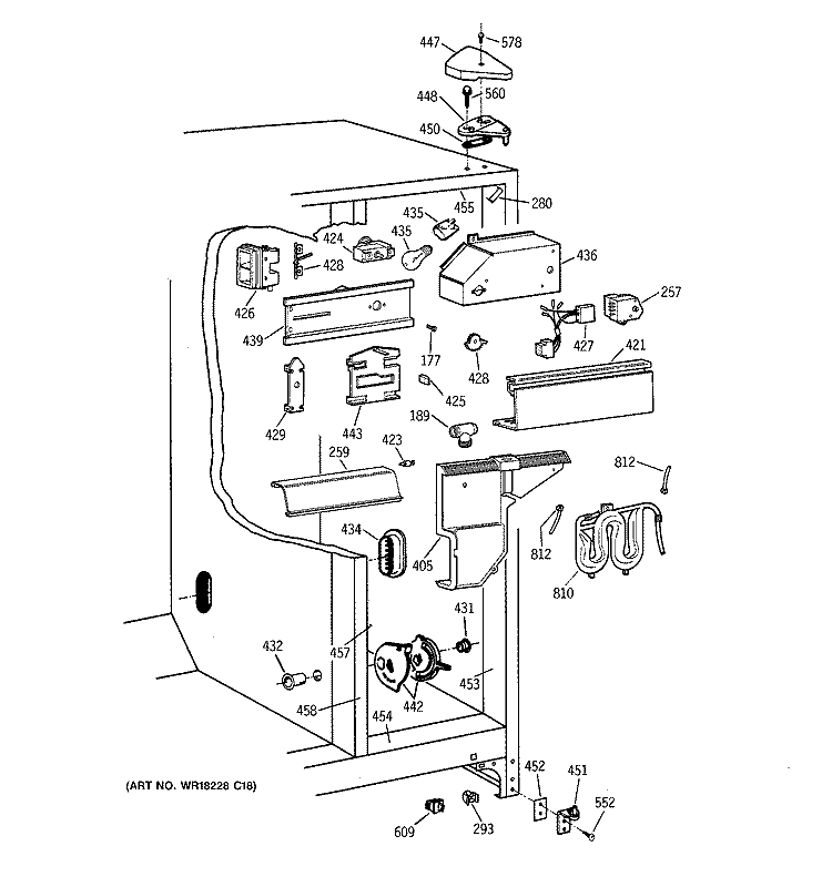 FRESH FOOD SECTION Diagram and Parts List for TFX22PRXFAA  General Electric Refrigerator