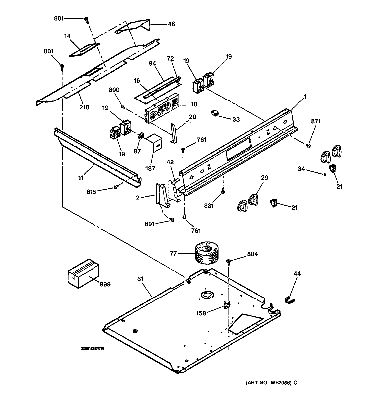 CONTROL PANEL Diagram and Parts List for JCSP39BW1BB  General Electric Range