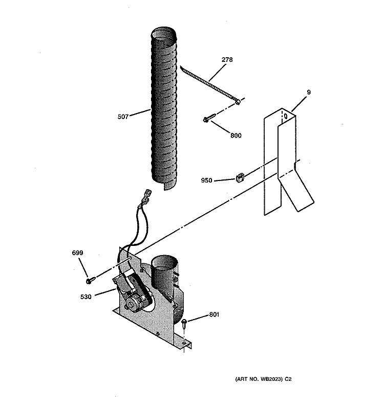 BLOWER Diagram and Parts List for JCSP39BW1BB  General Electric Range